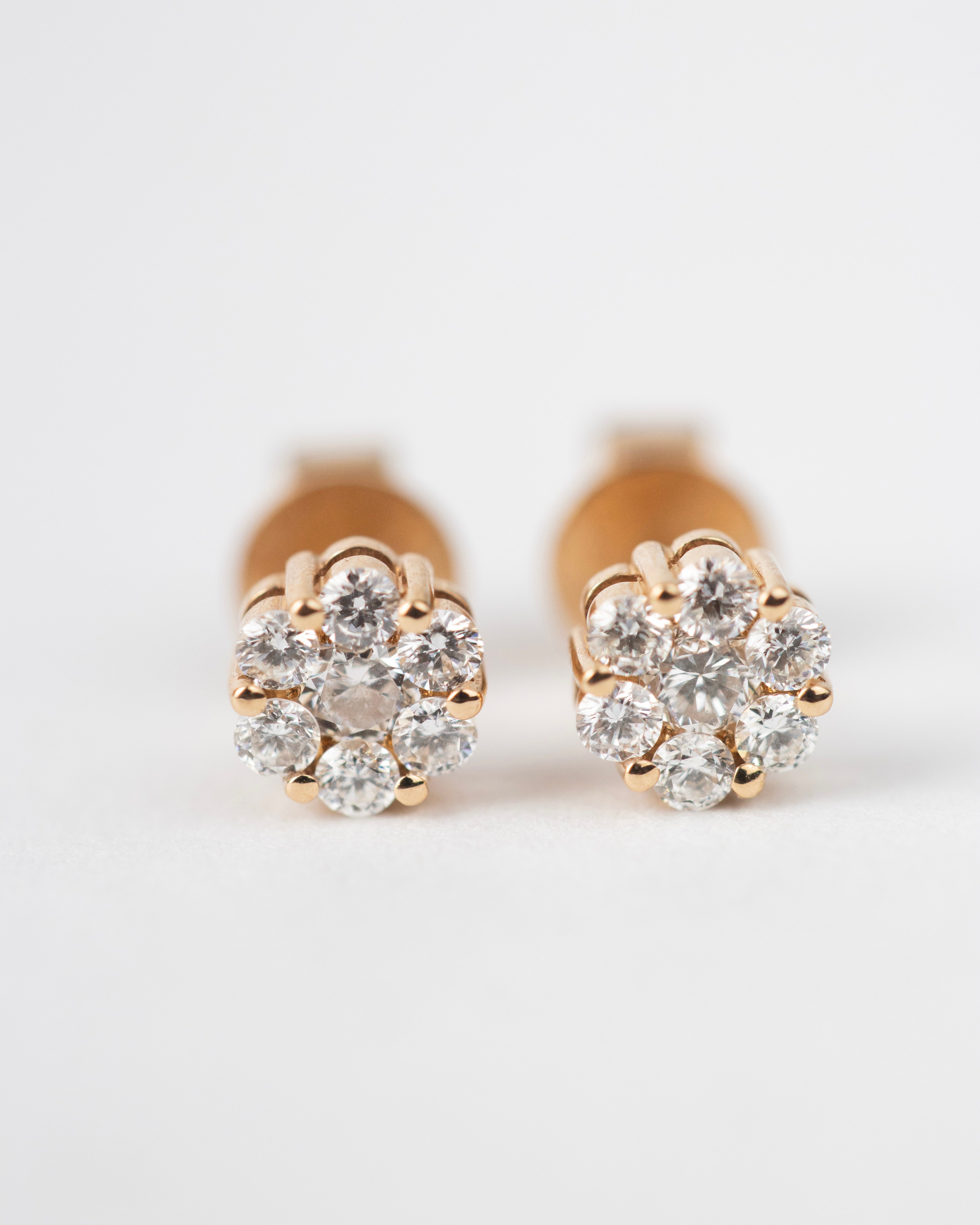 Topos flor de diamantes / 14 Diamantes / Oro Rosa 18 K