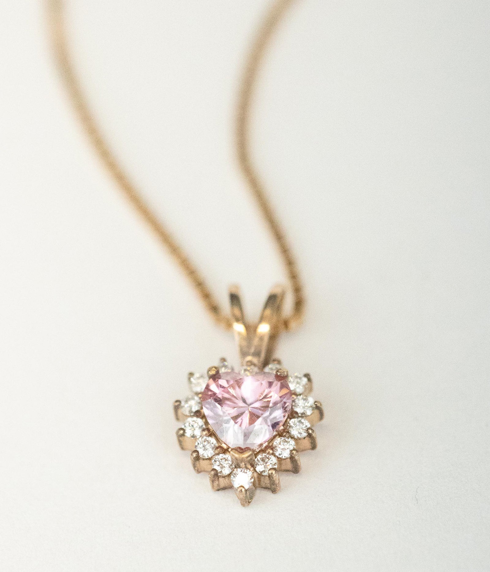 Cadena de corazón de moissanita / Tamaño 40 CM / 15 moissanitas / Oro 18 K