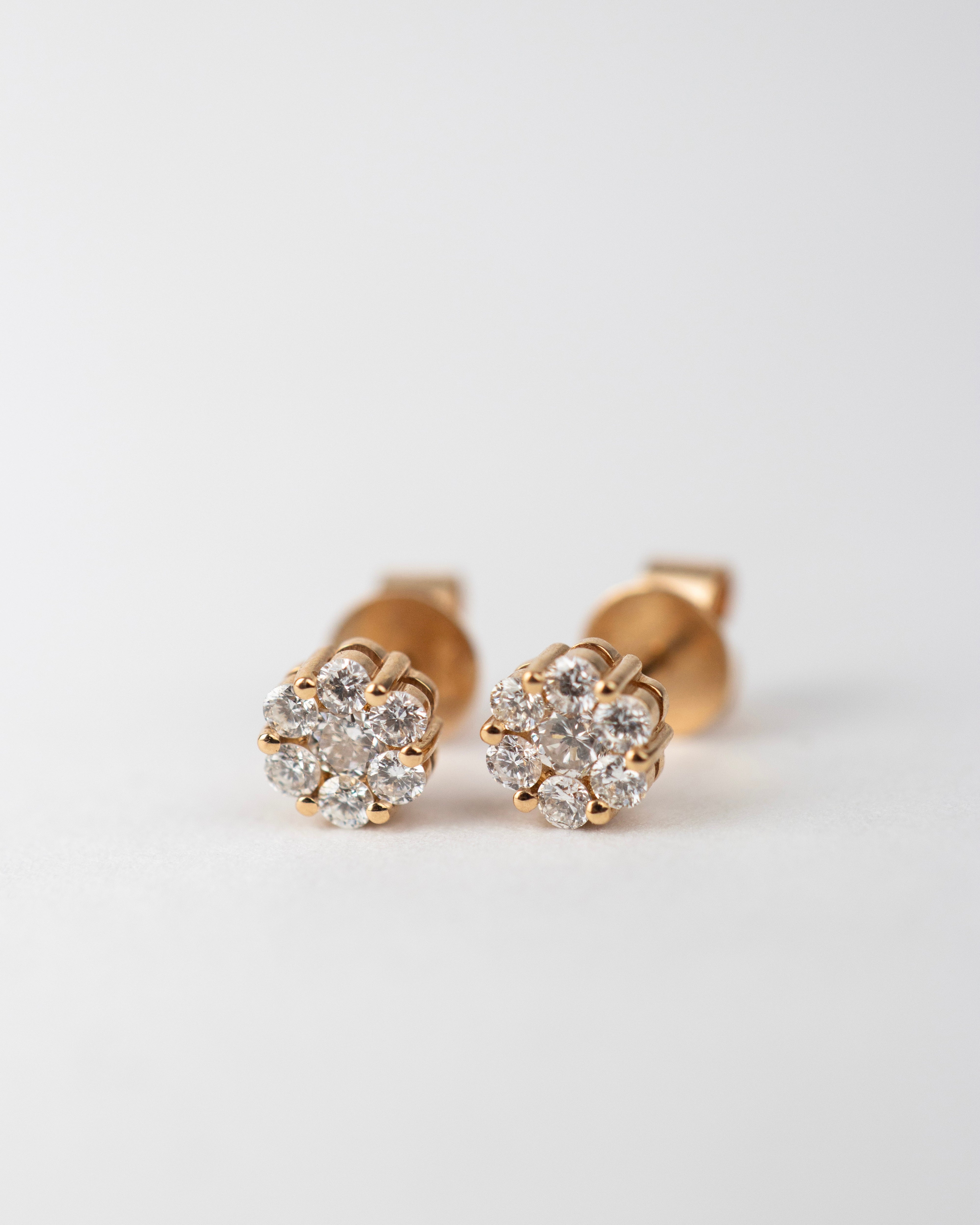 Topos flor de diamantes / 14 Diamantes / Oro Rosa 18 K