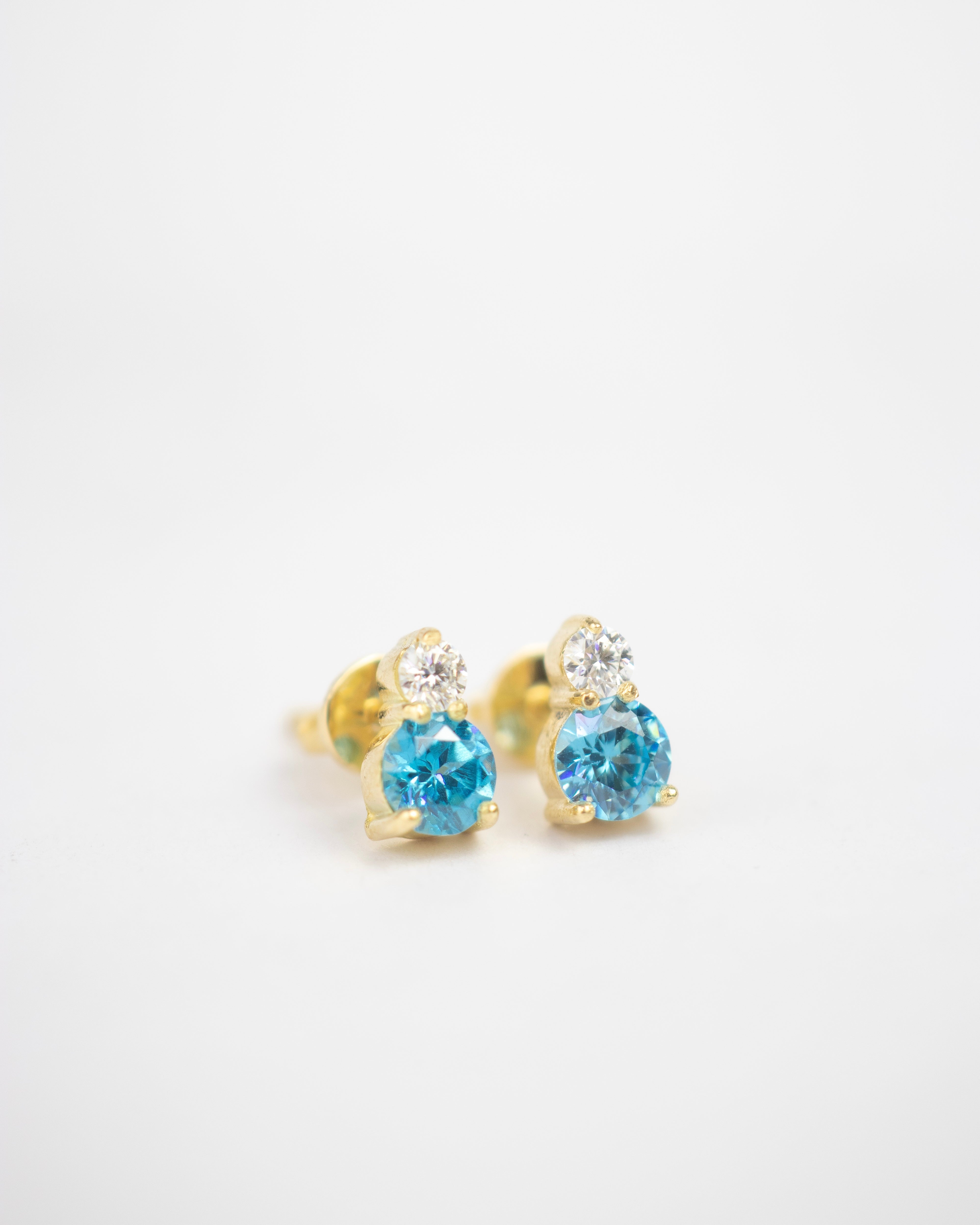 Topos de topacio & Diamante / 2 Diamantes / 2 Topacios / Oro18 K