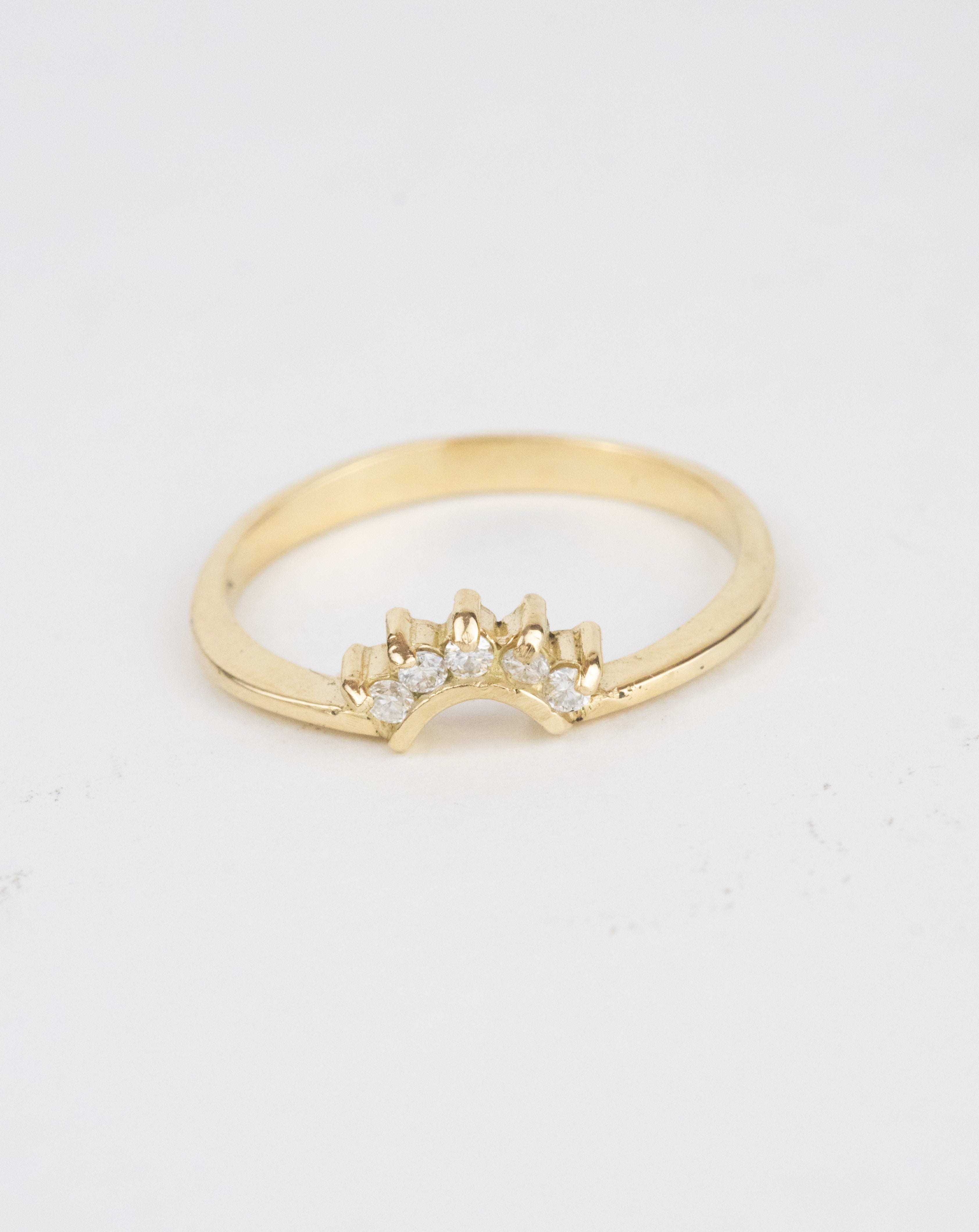Anillo corona de moissanitas / TALLA 6 / 5 Moissanitas / Oro 18 K
