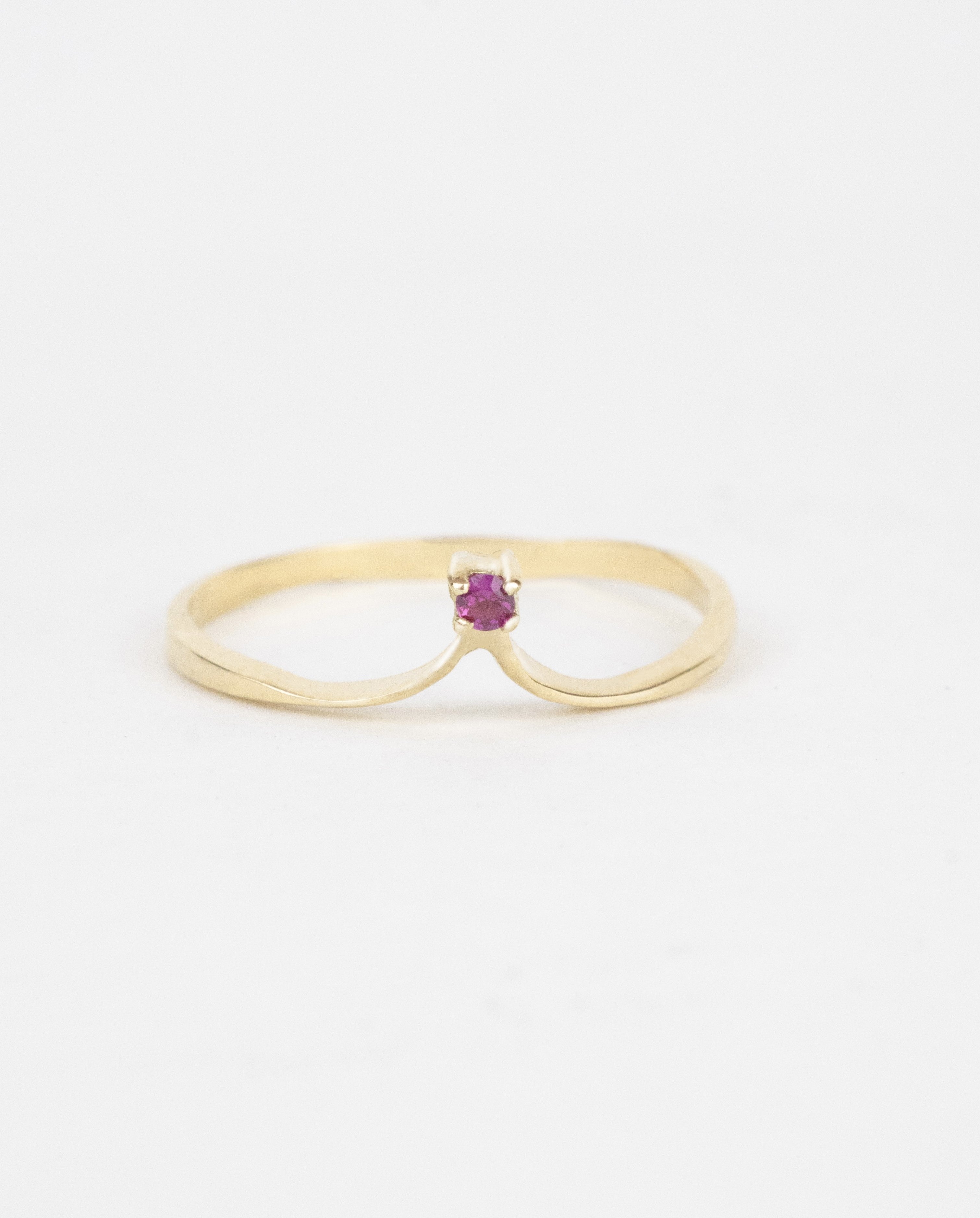 Anillo corona de rubí / TALLA 6 / 1 Rubí / Oro 18 K