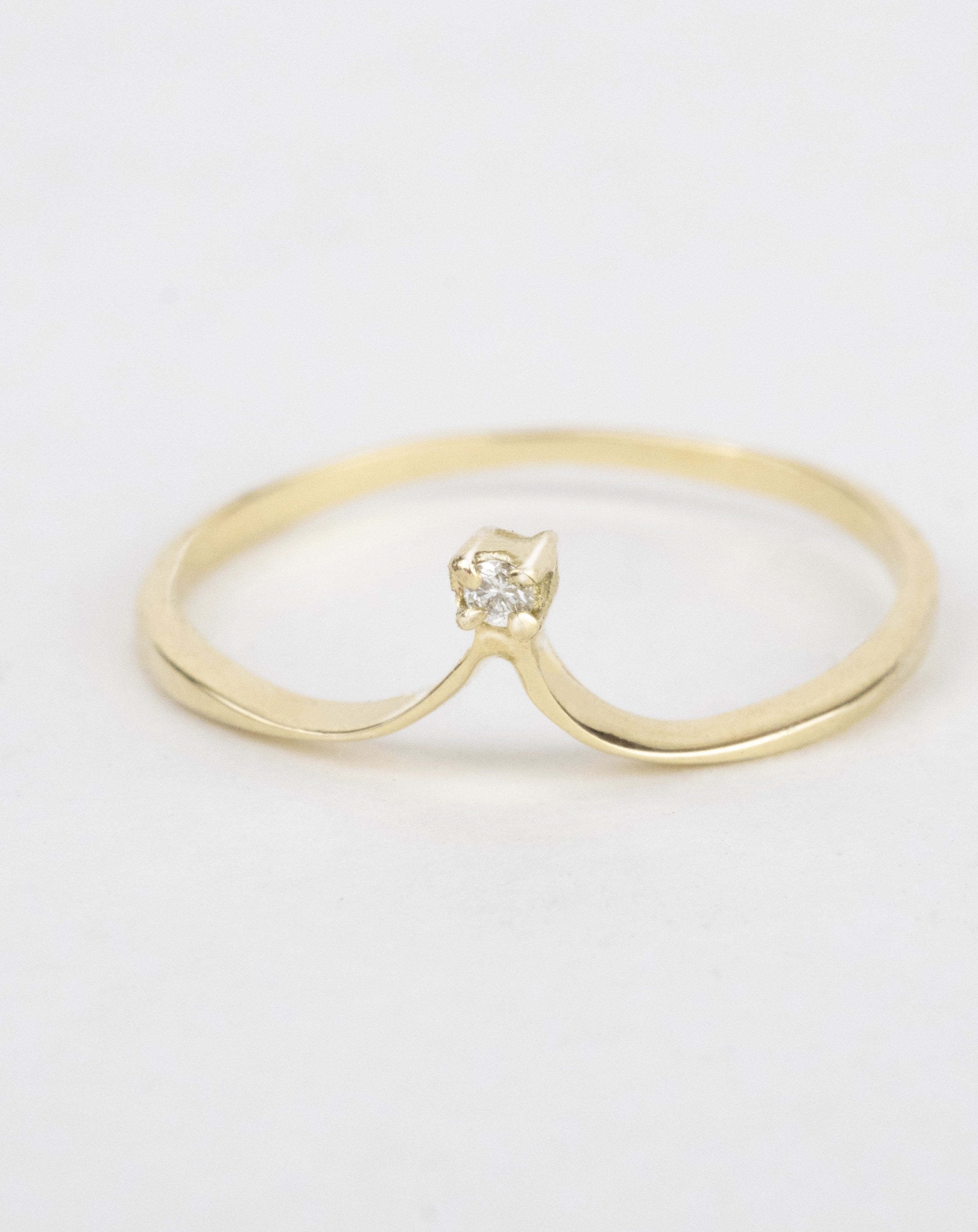 Anillo corona de diamante / TALLA 6 / 1 Diamante / Oro 18 K